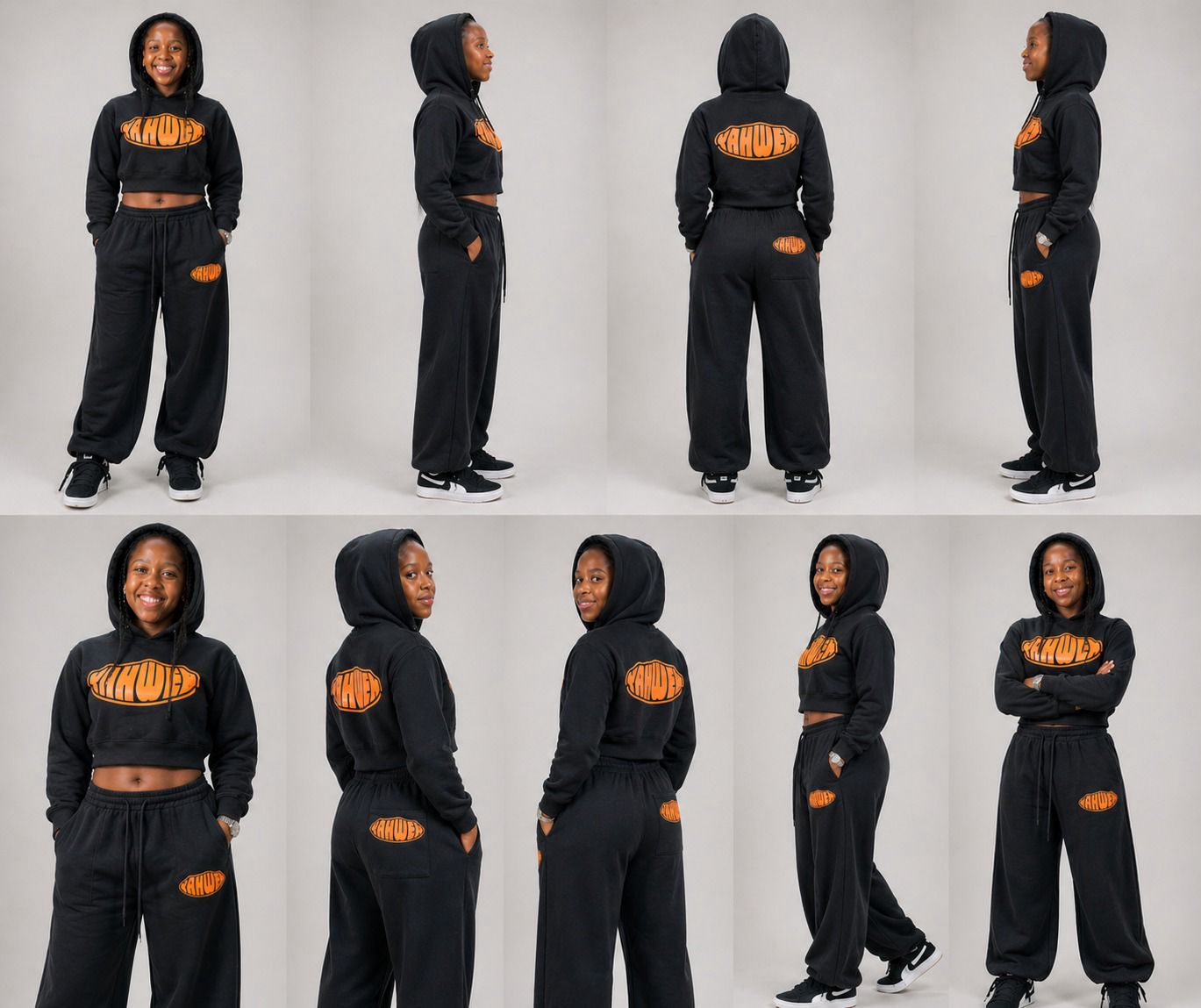 YAHWEH Cropped Tracksuit Set — Orange Logo